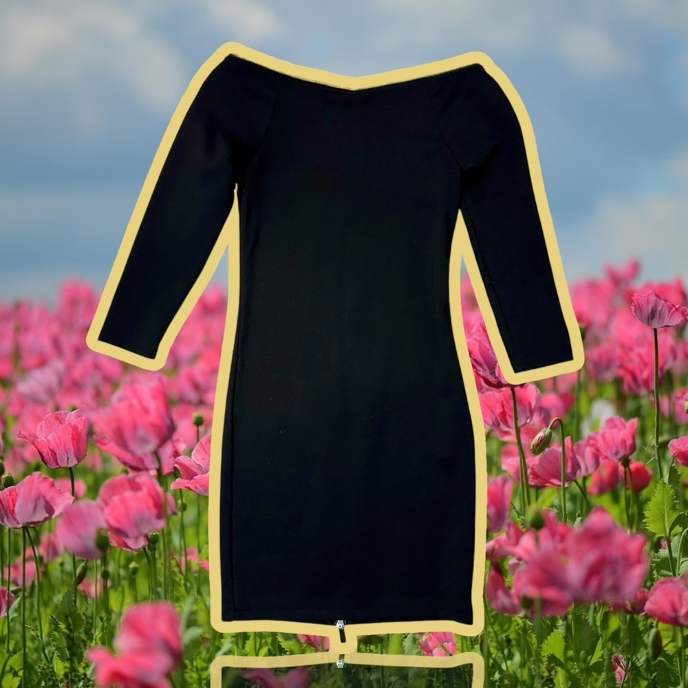 Armani Exchange Black Off The Shoulder Bodycon Dress with All Around Zipper XS